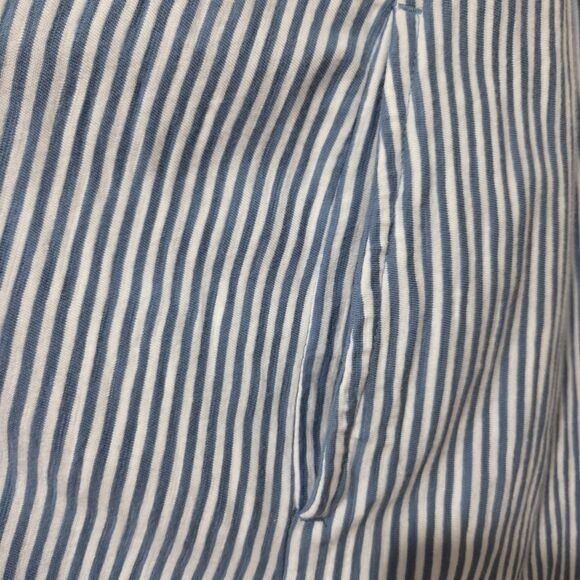 Lands' End T-Shirt Dress Large Blue White Striped Pockets Crew Neck Cotton New - Picture 9 of 11